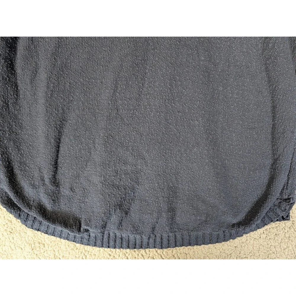 J Jill Short Sleeve Sweater Womens Navy Blouse Top Size XL Tall 100% Cotton